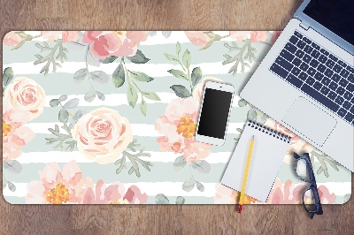 Large desk mat table protector pink flowers