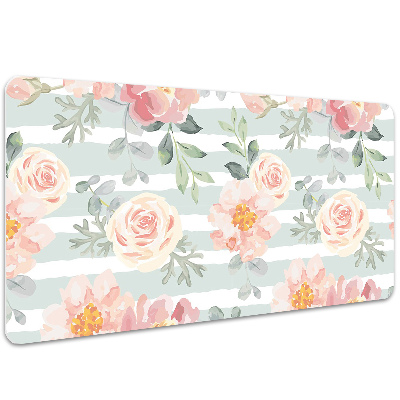 Large desk mat table protector pink flowers