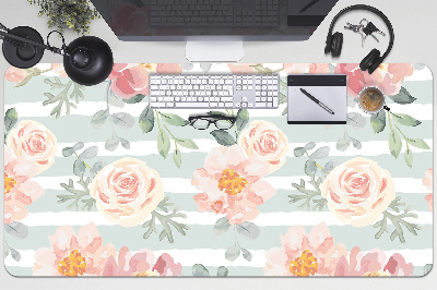 Large desk mat table protector pink flowers