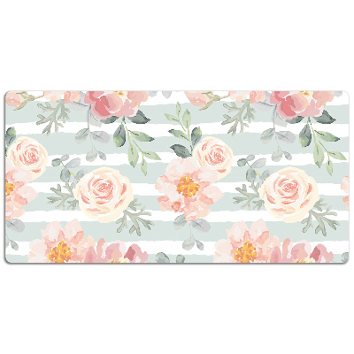 Large desk mat table protector pink flowers