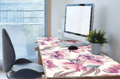 Large desk mat table protector pink flowers