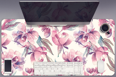 Large desk mat table protector pink flowers