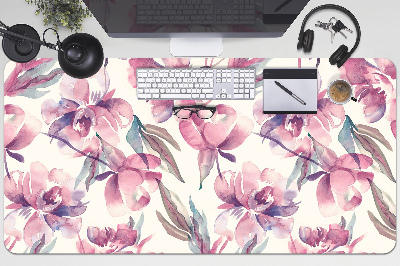 Large desk mat table protector pink flowers