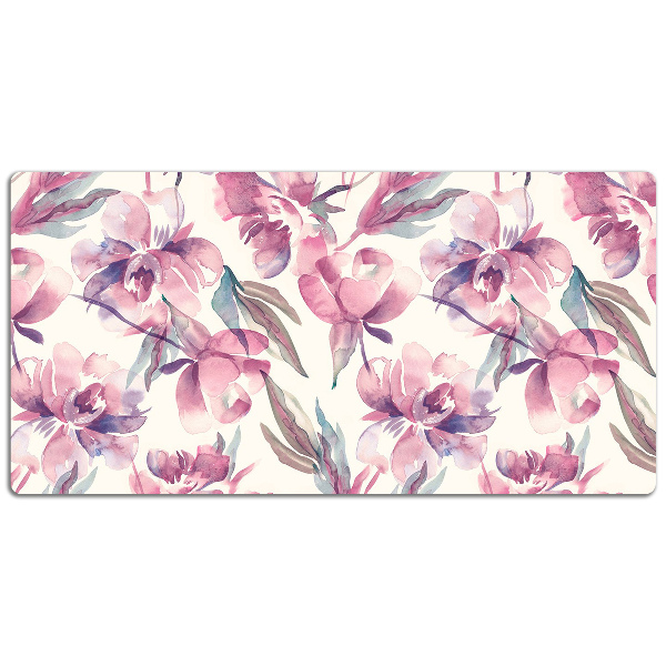 Large desk mat table protector pink flowers