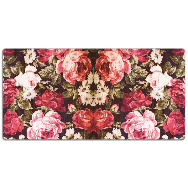 Large desk mat table protector Red roses