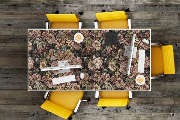 Large desk pad PVC protector woven flowers