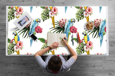 Desk pad Parrots and Flowers