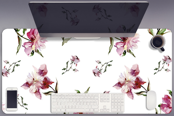 Large desk mat for children Peonies