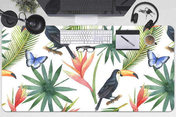 Desk pad Toucans and butterflies