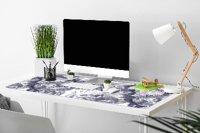 Large desk pad PVC protector gray flowers