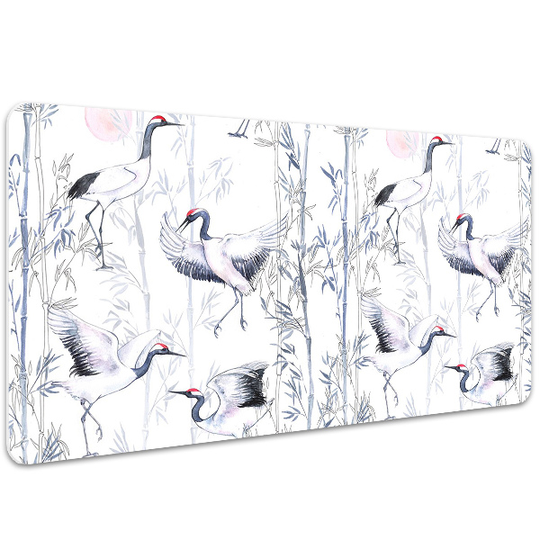 Large desk mat table protector dancing cranes
