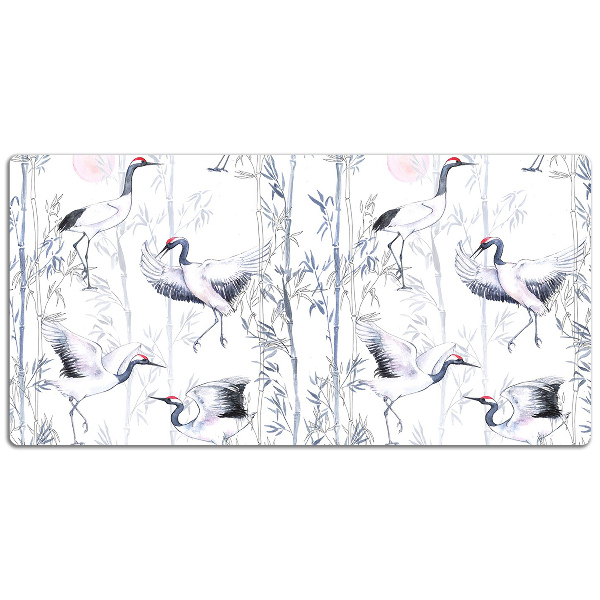 Large desk mat table protector dancing cranes
