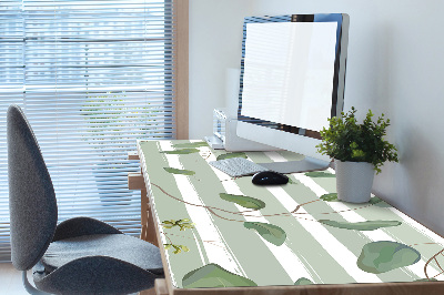 Full desk protector Leaves on a striped background