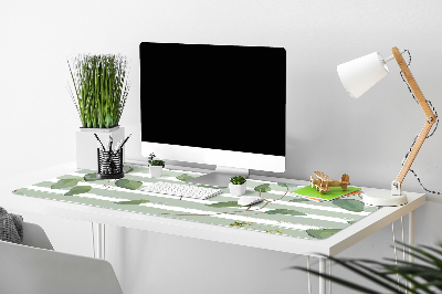 Full desk protector Leaves on a striped background