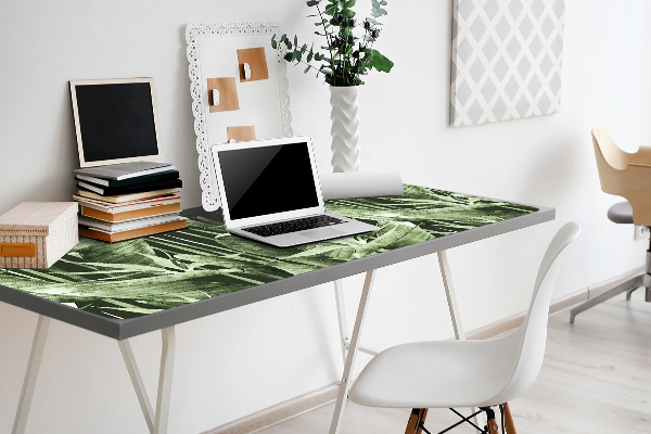 Large desk mat table protector dark leaves