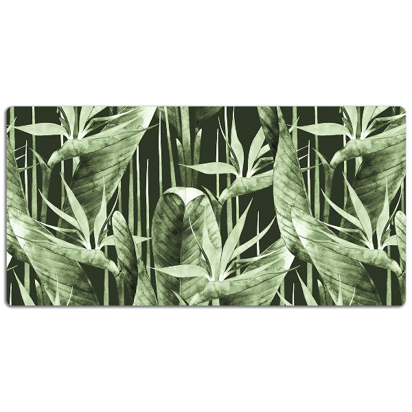 Large desk mat table protector dark leaves