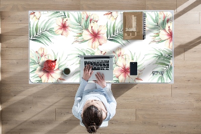 Full desk protector Hawaiian flowers