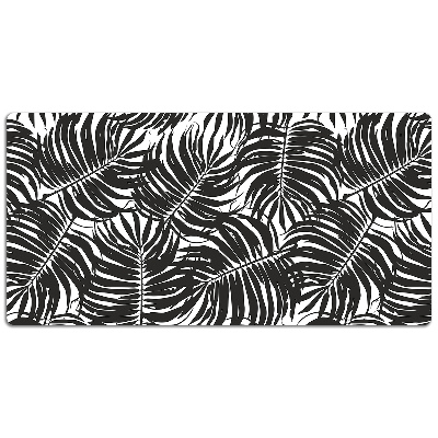 Large desk mat table protector black leaves