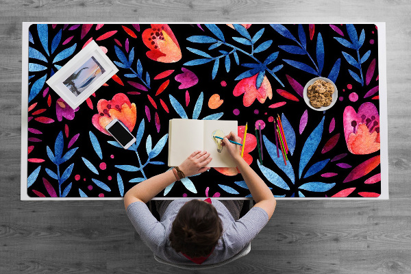 Large desk mat table protector floral pattern