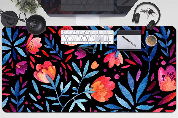 Large desk mat table protector floral pattern