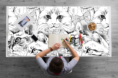 Desk pad sketched cats
