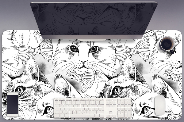 Desk pad sketched cats