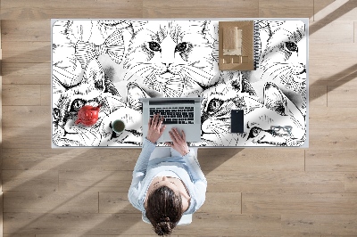 Desk pad sketched cats