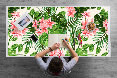 Large desk mat table protector flowers hawaii