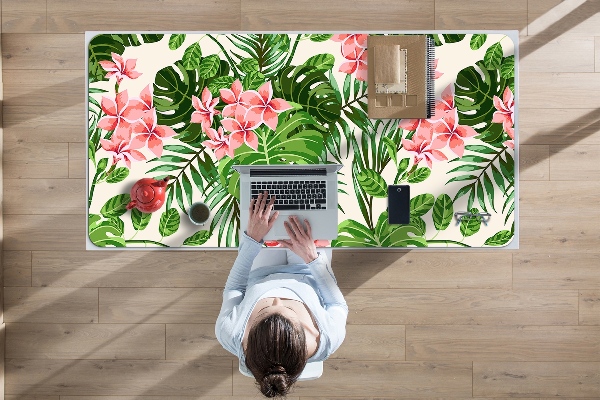 Large desk mat table protector flowers hawaii