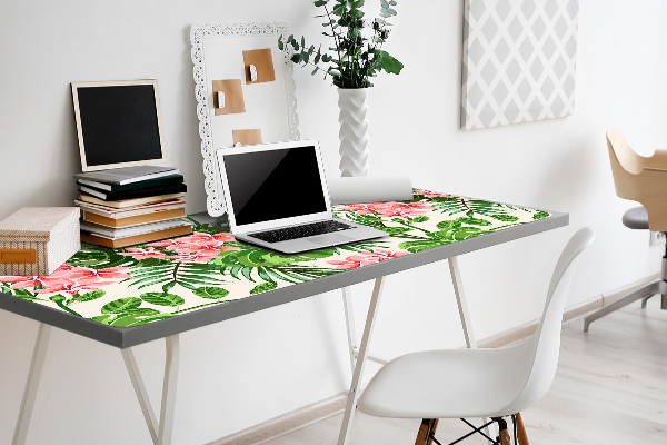 Large desk mat table protector flowers hawaii