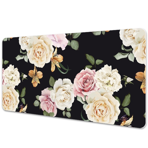 Large desk pad PVC protector Vintage roses