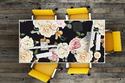 Large desk pad PVC protector Vintage roses