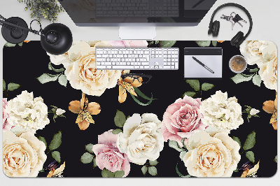 Large desk pad PVC protector Vintage roses