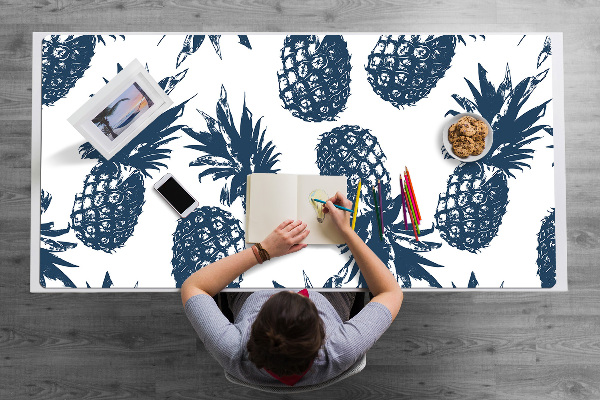 Large desk mat table protector gray pineapples