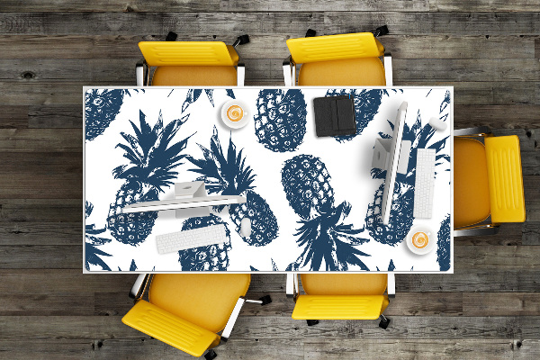 Large desk mat table protector gray pineapples