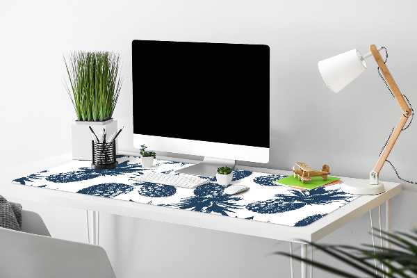 Large desk mat table protector gray pineapples