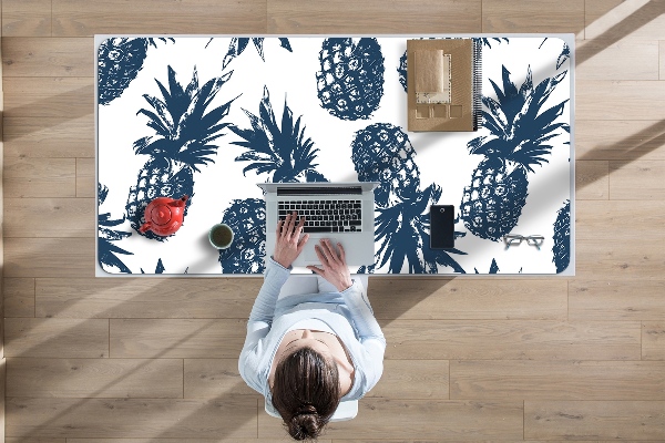 Large desk mat table protector gray pineapples