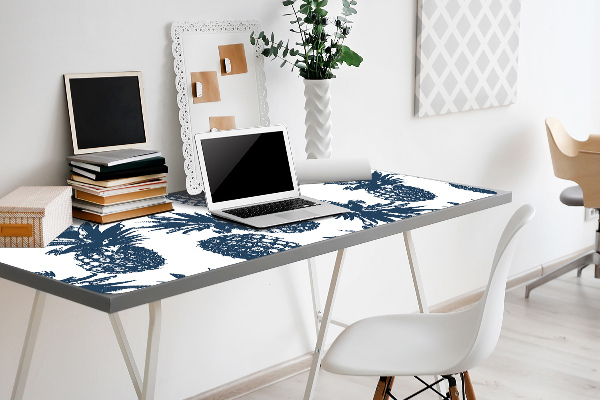 Large desk mat table protector gray pineapples