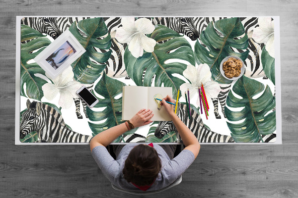 Full desk protector Zebras in the leaves