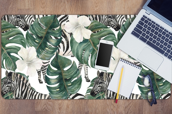 Full desk protector Zebras in the leaves