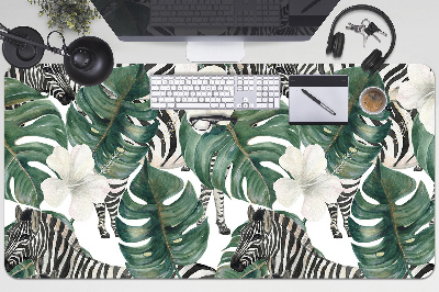 Full desk protector Zebras in the leaves