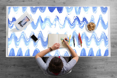 Large desk mat table protector waves watercolors