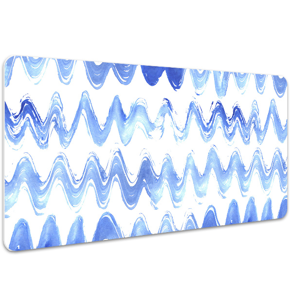 Large desk mat table protector waves watercolors
