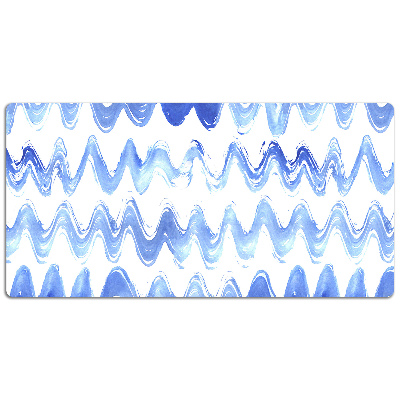 Large desk mat table protector waves watercolors