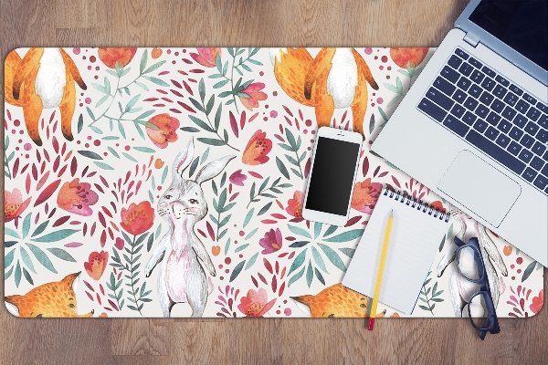 Large desk pad PVC protector Fox and rabbit