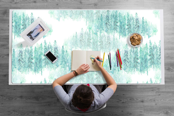 Large desk pad PVC protector painted forest