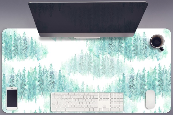 Large desk pad PVC protector painted forest