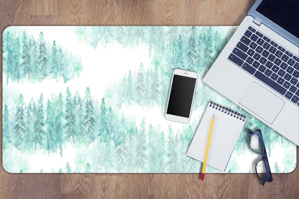 Large desk pad PVC protector painted forest