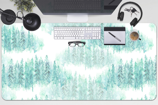 Large desk pad PVC protector painted forest