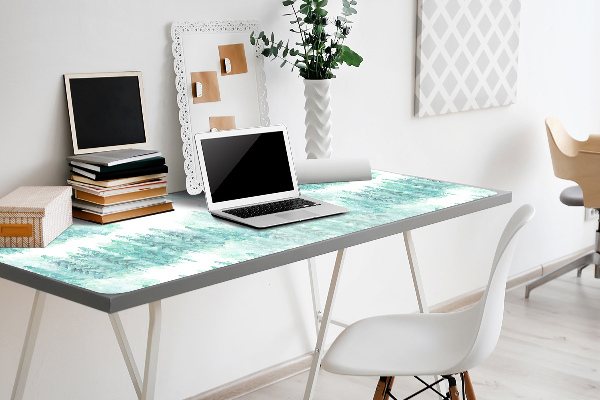 Large desk pad PVC protector painted forest